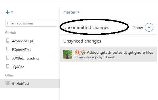 Uncommitted changes